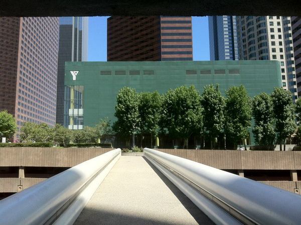 The Pedway connecting the Westin Bonaventure Hotel to the YMCA
