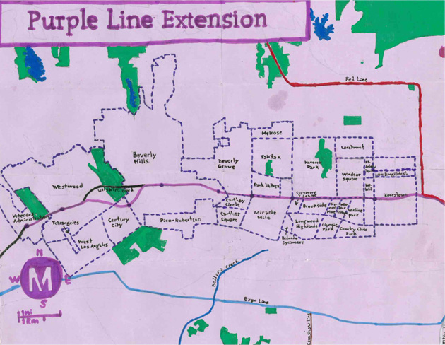Pendersleigh & Sons Cartography's map of the Purple Line Extension