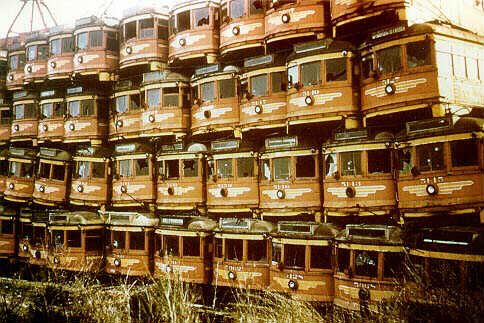 Pacific Electric rail cars waiting to be scrapped