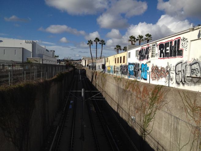 Train tracks looking north