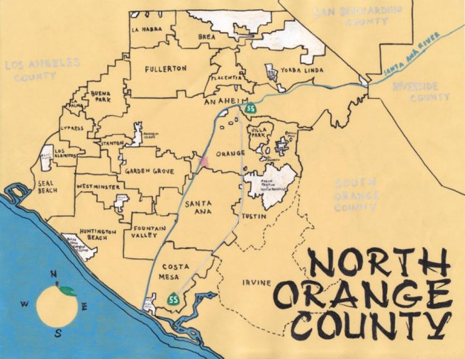 Pendersleigh & Sons Cartography's Map of North Orange County