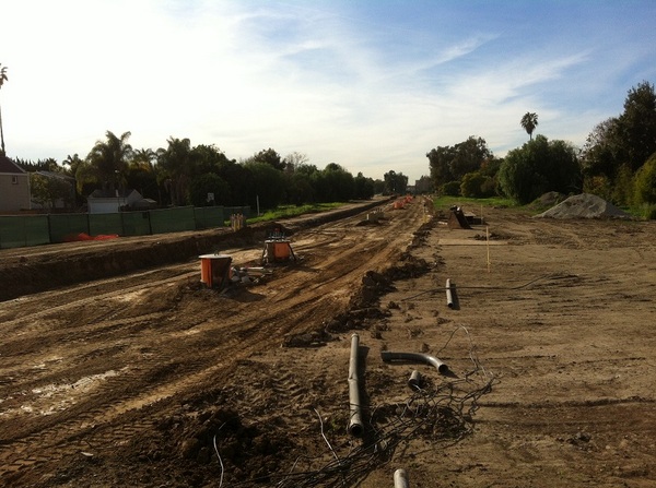 Future site of Expo-Westwood Station looking west