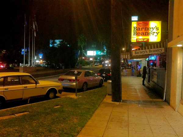 Sal Guarrielo Veteran's Memorial (left) and Barney's Beanery