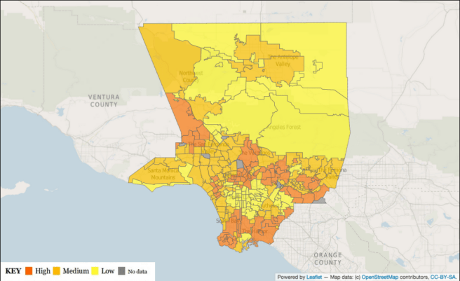 Asian distribution in Los Angeles County (excluding Santa Catalina and San Clemente islands)