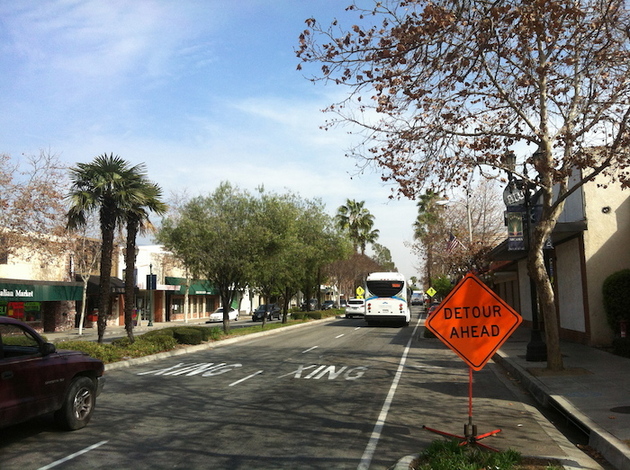 Downtown Arcadia and eastbound 187 bus