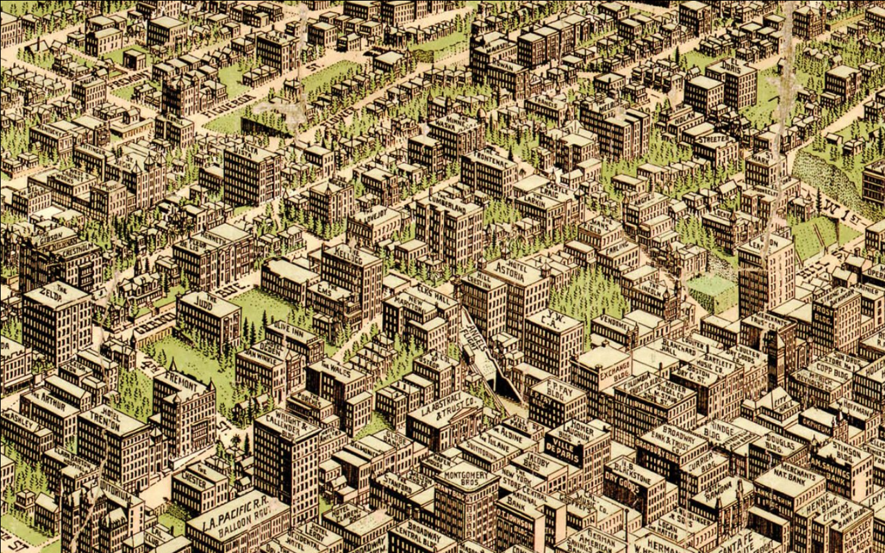 Detail of Birdseye View Pub. Co. map (1909) by Worthington Gates?