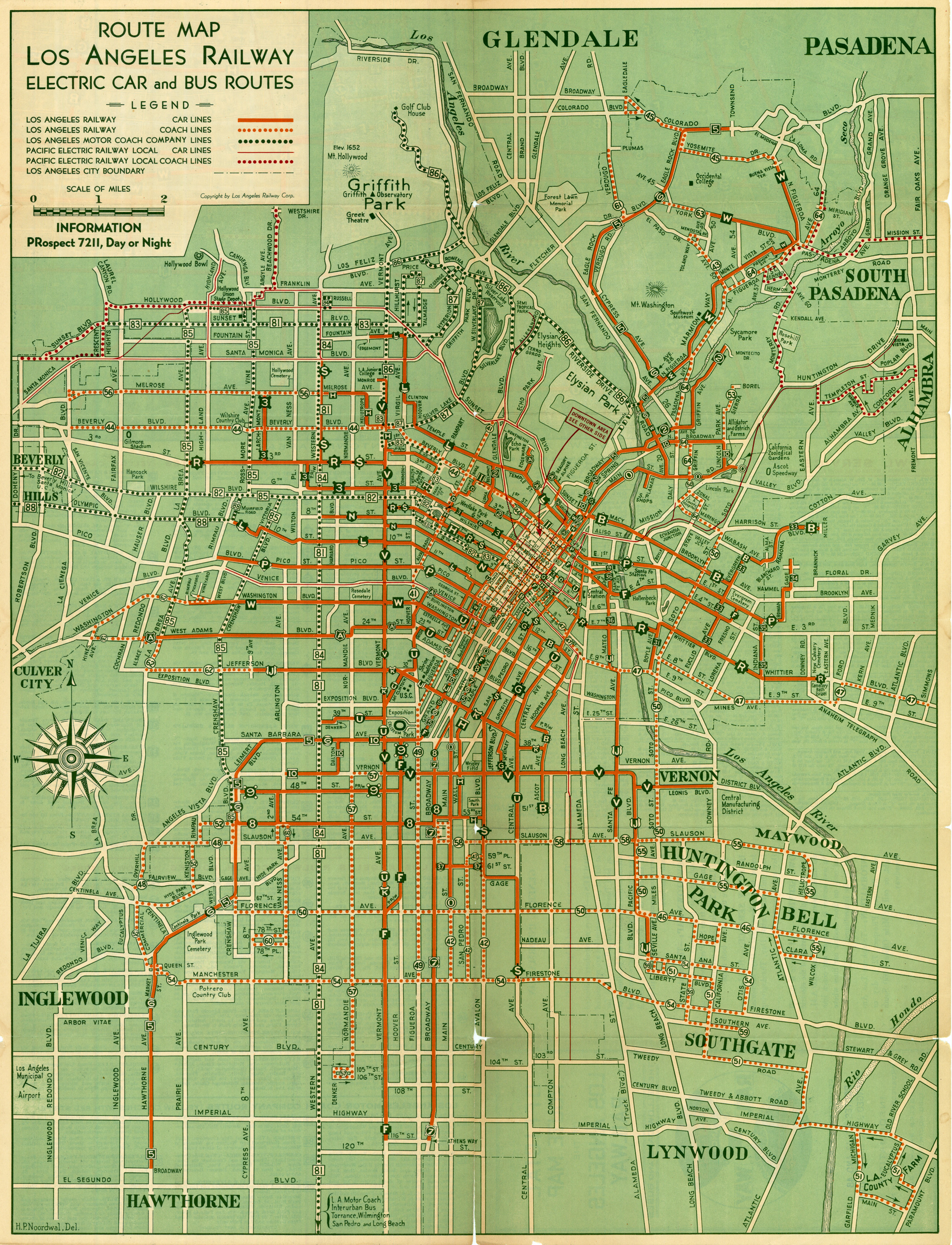 Los Angeles Railway map (1938)