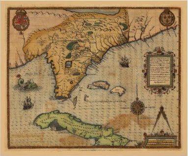 Mapa de Cuba y La Florida, 1591